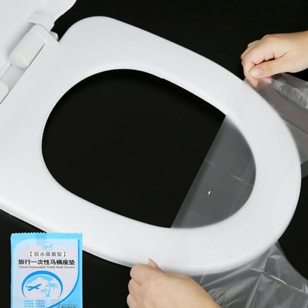 أغطية مقاعد تواليت للاستعمال مرة واحدة ( 50 قطعة )، مغلفة فردياً لتضمن لك تجربة صحية وآمنة أثناء السفر أو التنقل