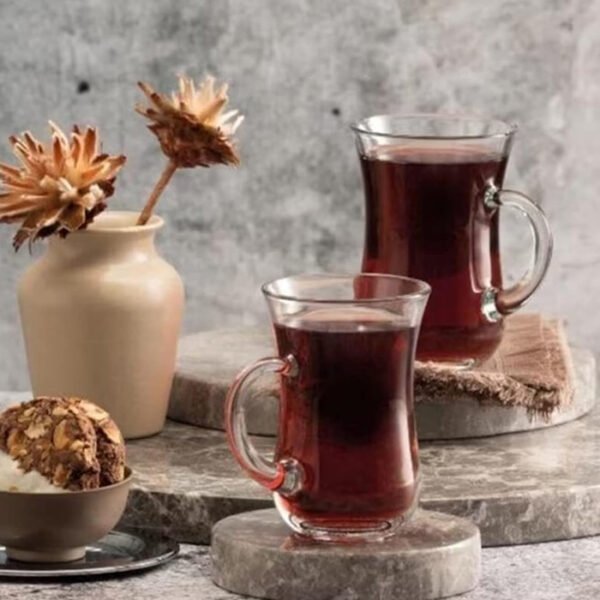 طقم قهوة أو شاي مكون من 3 قطع، موديل تركي، سعة 70 مل، زجاج، شفاف