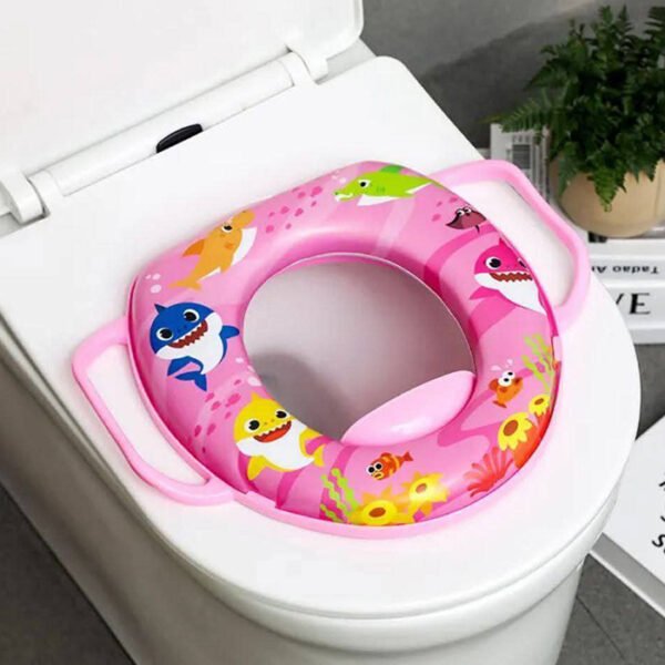مقعد تدريب الأطفال على استخدام المرحاض، ناعم، مزود بخطاف تخزين ومقابض، مناسب للأطفال من عمر 12 شهرًا فأكثر، للجنسين - مستورد