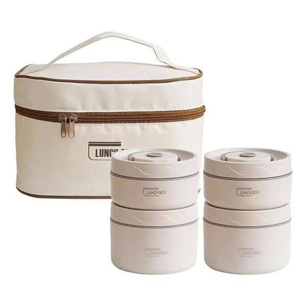 شنطه لانش بوكس, 4 علب, حافظة طعام من فولاذ مقاوم للصدأ مانعة للتسرب للبالغين من الجنسين والأطفال