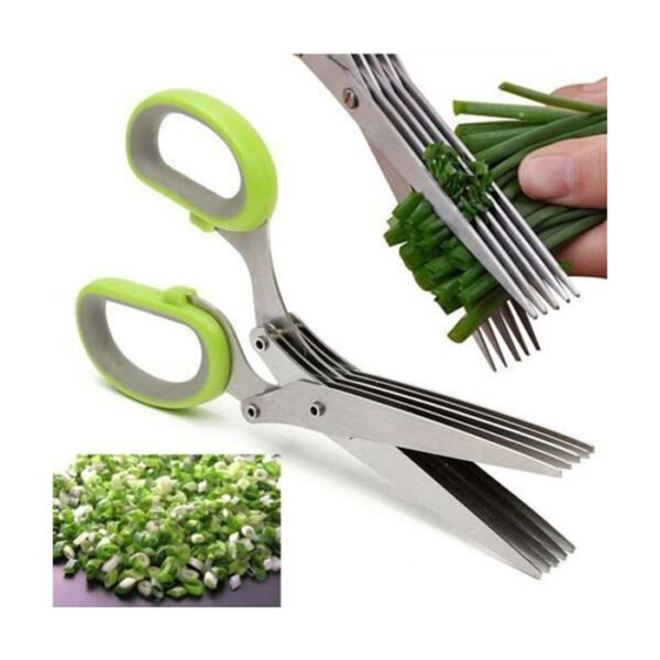 مقص خضروات، 5 شفرات من الفولاذ المقاوم للصدأ،، مقبض مطاطي مانع للانزلاق